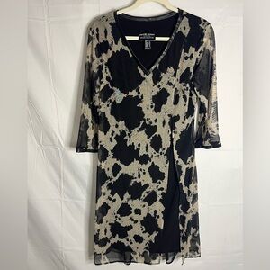 Frank Lyman Montreal Designer Collection Size 6 Abstract Print Dress Sheer 90s